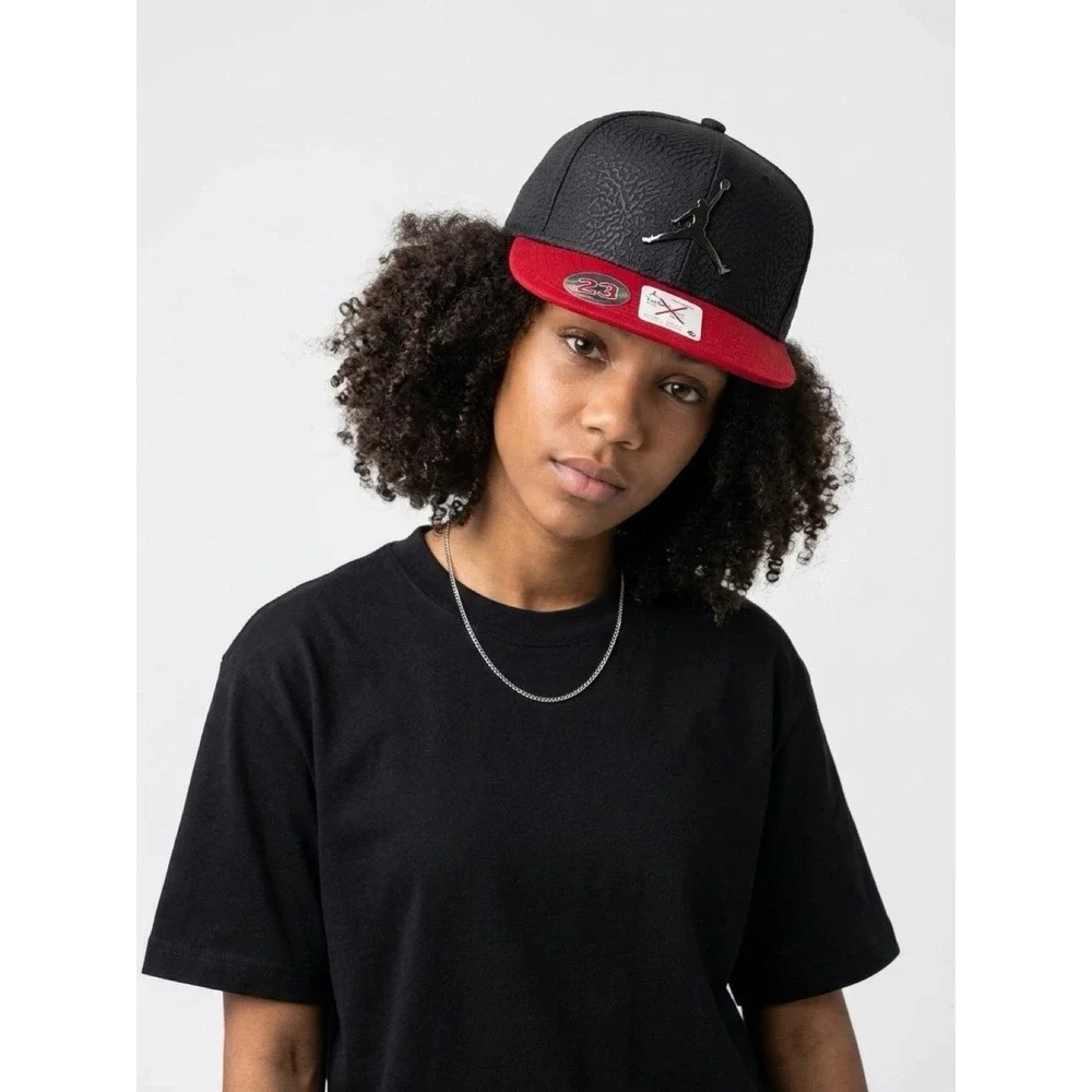 (12)Air JORDAN Metal JUMPMAN Kids 8-20 Black/Red Cap Hat Adjustable Snapback